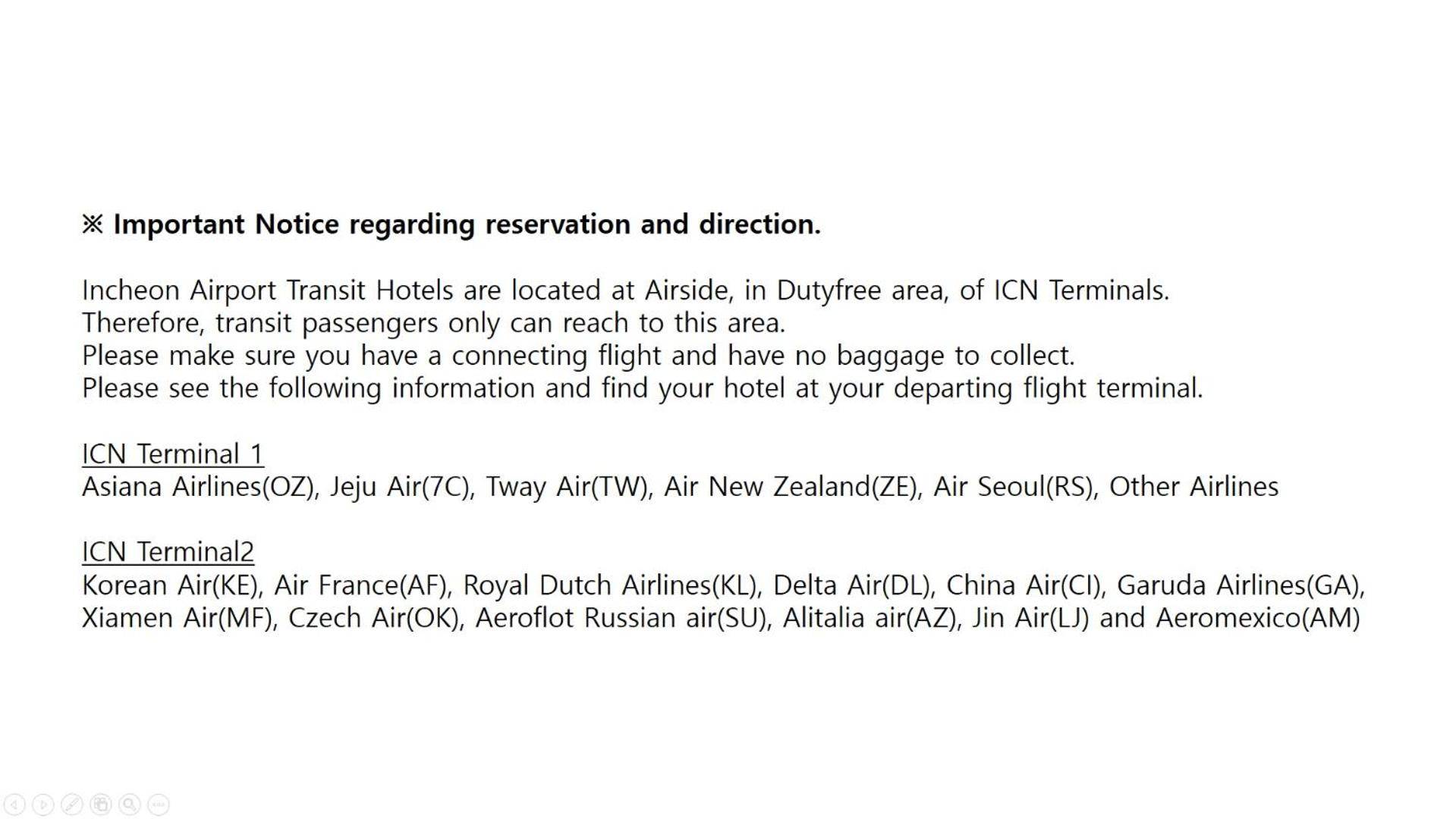 Incheon Airport Transit Hotel Terminal 1 인천공항 환승호텔 제 1 터미널